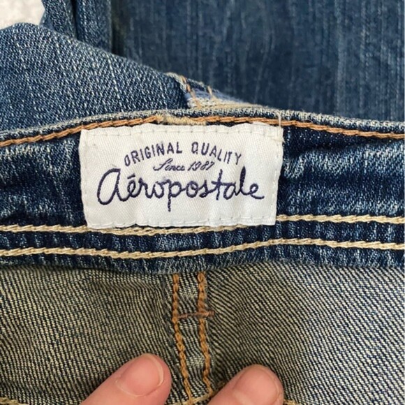 Aeropostale Chelsea Bootcut Jeans Womens 1 Distressed Denim Contrast Stitching - Picture 6 of 11